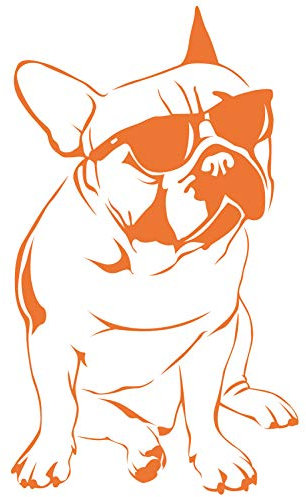 wall-refine WH-00072 | FRANZÖSISCHE Bulldogge mit Brille | 33 x 57 cm, orange, seidenmatt, Wandtattoo Wandaufkleber in Premium Qualität, Wanddeko Deko Motiv Tier Hund Hundeaufkleber