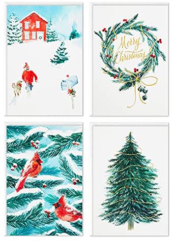 Hallmark Boxed Christmas Cards Assortment, Cardinals and Snowy Barn (40 Cards and Envelopes)