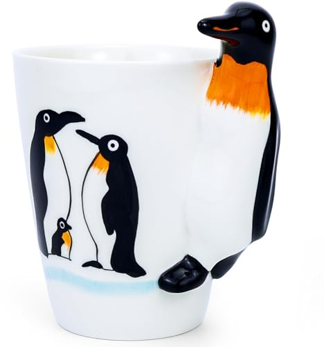 Arawat Pingvinmugg, gåva, 3D-djur, rolig keramikkaffekopp, 400 ml, tekopp med sked och underlägg, för julte -kaffe, söt födelsedagspresent till vän, flickvän, moster, mormor