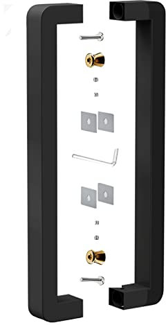 Push-Pull-Türgriff mit zweiseitiger Montage für den Innen- und Außenbereich, dicker Edelstahl-Schiebetürgriff aus Glas für Scheune/Eingang/Haustür/Holztor (Color : Black, Size : 152.5cm/60in) (Black