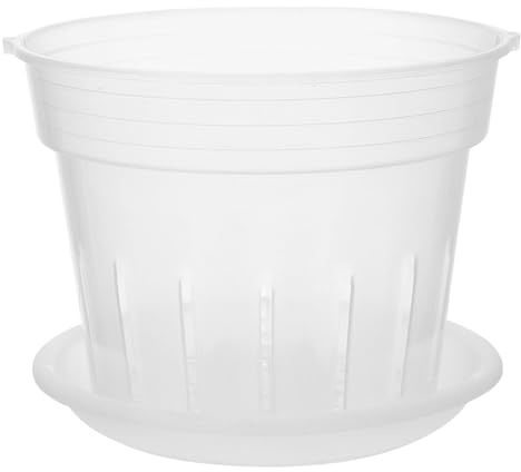 GANAZONO Macetas de orquídea transparentes de 6 pulgadas con agujeros, maceta con bandeja, contenedor de plantas, macetas de guardería para jardinería, jardín y hogar