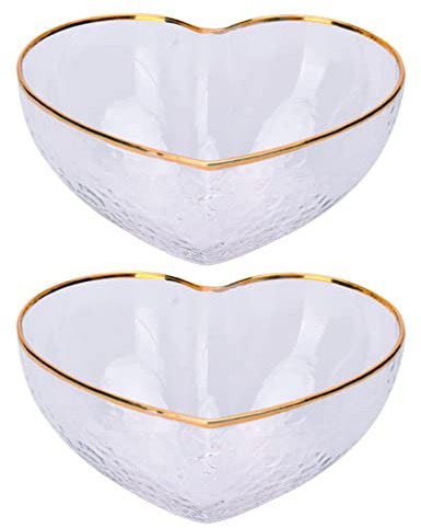 Luxshiny 2stücke Herzförmige Glas-salatschüssel Servierschale Für Küche Und Wohnzimmer Dekorative Schale Aus Glas Für Salat Dessert Und Snacks