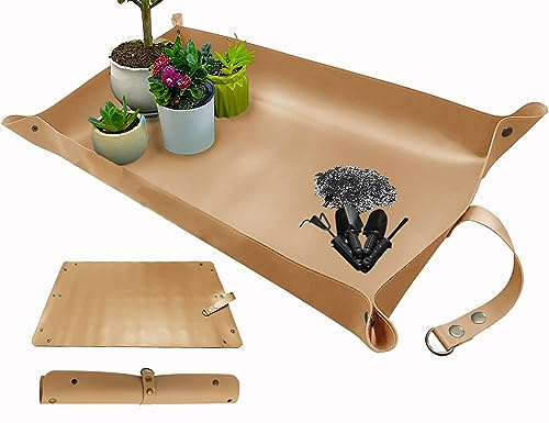 BIUWING Plant Repotting Mat,Thickened Leather Waterproof Transplanting Mat,Indoor Succulent Potting Mat for Transplant and Mess Control