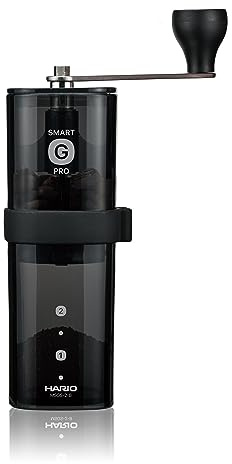HARIO MSGS-2-B Smart G PRO - Molinillo de café, 24 g, negro transparente, hoja de acero inoxidable, desmontable, compacto
