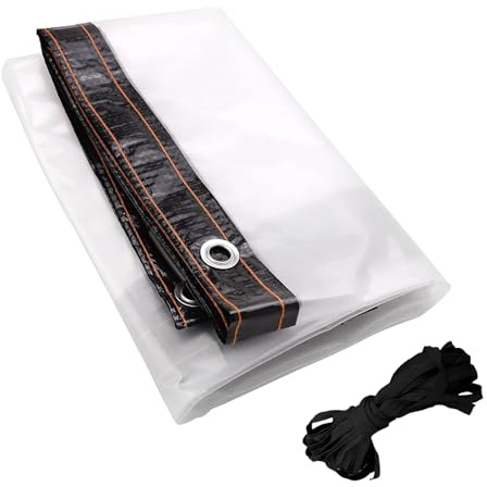 Neegaurd 2 x 2,5m Transparente Plane mit Ösen, wasserdichte Abdeckplane Transparent, PE Abdeckplane Wetterfeste, Pflanzenabdeckung für Terrasse, Balkon, Pavillon, Gartenmöbel, Seil enthalten