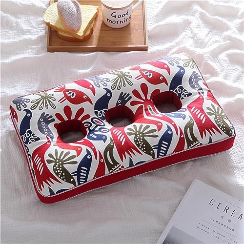 N/A Three-Hole Ear Pillow, Side Sleeping Pillow, Ear Protection Pillow Buckwheat Shell Pillow Core, Hollow Pillows for Ear Pain And Sore Ears,D
