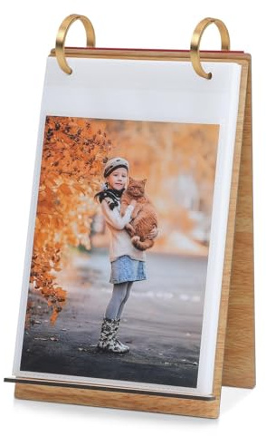 ZEEYUAN Desktop Photo Album Stand, 5x7 Standing Flip Photo Album, Christmas & Valentines Mothers Day Gifts
