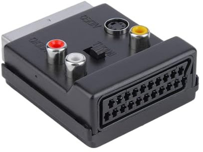 TopHomer Adattatore SCART, commutabile in ingresso/uscita SCART maschio a 3 RCA femmina e adattatore S-Video