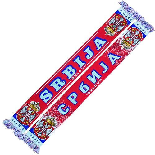Generisch Serbia Serbia - Sciarpa Srbija per Coppa del Mondo EM, Scialle da Calcio, Sciarpa di culto, Rosso, Blu, Bianco, Giallo, 145 x 18 cm