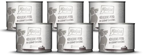 MjAMjAM - Cibo umido premium per cani - delizioso cavallo con zucca al vapore, confezione da 6 (6 x 200g), senza cereali con carne extra
