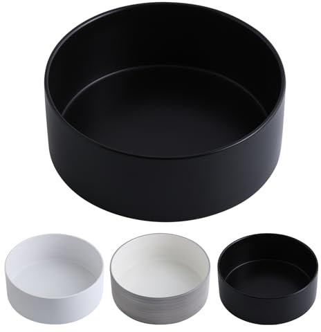 Addogyy Schwarzer Hundenapf aus Keramik für mittelgroße und große Rassen, schweres Hundefutter, Wasser-Futterspender, 23,9 cm, rutschfest, modern, niedlich, extra groß, Porzellan, Labyrinth