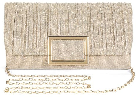 BAIGIO Elegant Clutch Damen Glitzer Abendtaschen Damen Glänzende Clutch Tasche Envelope Handtasche Golden Umhängetasche Kleine Brauttasche Handtasche für Party Hochzeit Kettetasche