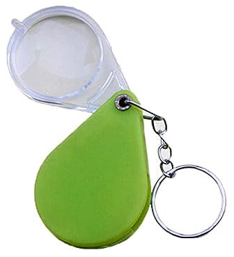 Saiyana Lente d'ingrandimento per portachiavi, lente d'ingrandimento 10x, da lettura, multifunzione, pieghevole, con catena