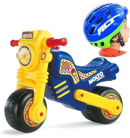 MOLTO | Scooter Cross-Trail + Helm blau | Offroad-Scooter | Sicheres und strapazierfähiges Kinderspielzeug | Fördert die gesunde Entwicklung von Jungen und Mädchen | 18-36 Monate