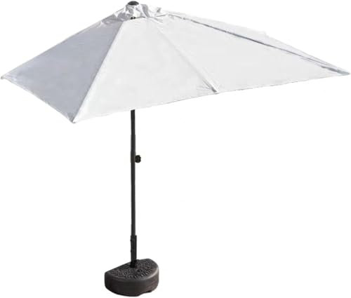 Ombrellone da Esterno semirettangolare da 6,6 Piedi/8,2 Piedi con Altezza Regolabile per Parete, Balcone, Giardino, terrazza, caffetteria, Base semicircolare Inclusa,Bianco,200 * 100 cm/79 * 39