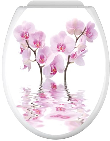Lumaléa - Stickers Abattant WC Orchidées - Adhésif + Protection MATE - 35x43 cm