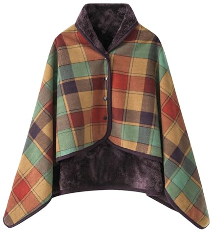 KBOPLEMQ Poncho Inverno Caldo Mantello Donna Ufficio Casa per Donne Ragazze Antivento Maglia Cappotto Sopra Coperta Invernale Cardigan Coperta In Flanella Pile Cape Morbido Spessore Aperto Anteriore