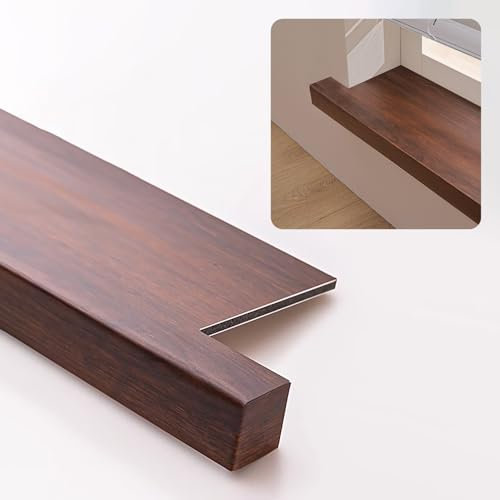 Revêtement de Rebord de fenêtre Finition Grain de Bois Marron, Protections de Rebord de fenêtre en Panneaux de Fibres de Bois pour la Maison, Couverture de Rebord de fenêtre en Baie pour sal
