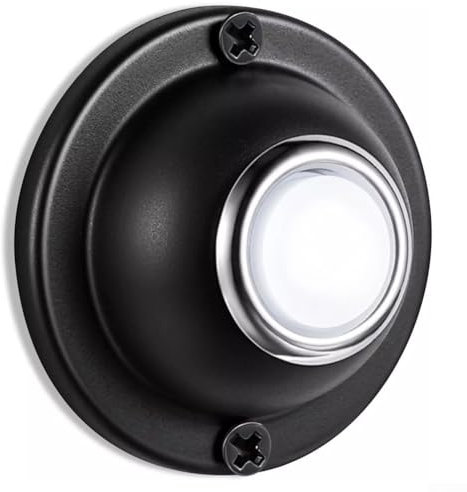 Yhenlovtt Pulsador de timbre de puerta,Botón de timbre,Botón de timbre de metal redondo de larga duración con luz LED para el exterior del hogar