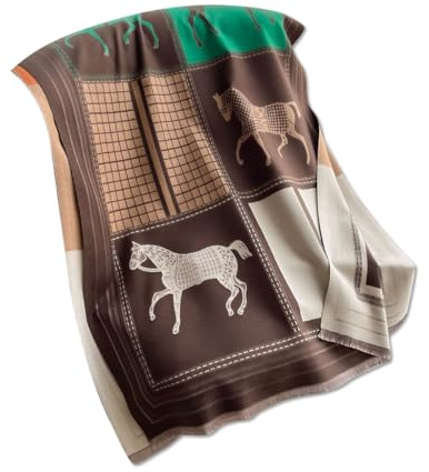 LumiSyne Invierno Bufanda Chal De Cachemira Cuadros Bloques De Color Patrón De Caballo Retro Bufanda Reversible Con Borla Larga Grande Pashmina Fulares Ligero Cálido Estola