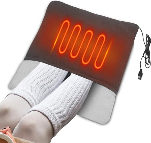 Scaldapiedi elettrico riscaldato – scaldapiedi elettrico USB per donne, 38 x 35 cm, lavabile, tecnologia di riscaldamento rapido, confortevole