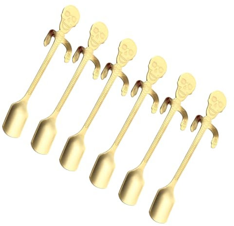 GRIRIW 6piezas Cucharas De Acero Inoxidable Para Mezclar Café Cucharas Creativas Para Postres y Helados Diseño Ergonómico y Fácil De Limpiar