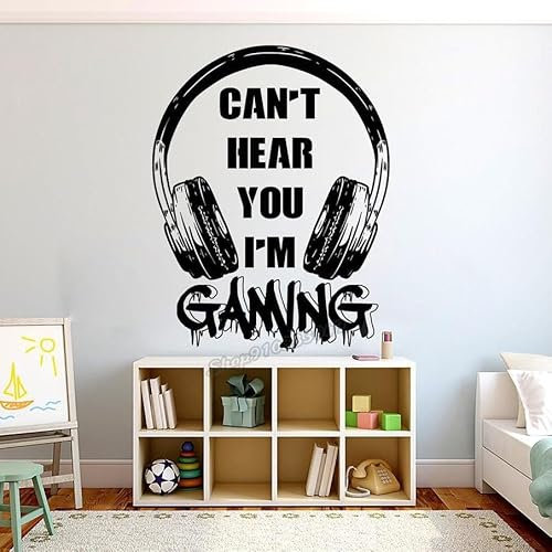 Autocollant mural en vinyle Can't Hear You I'm Gaming - Pour chambre d'enfant - 42 x 32 cm