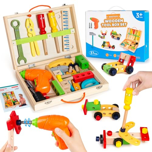 U&C Planet Kids Tool Set – 41 PCS Construction Toys with Drill for Kids, Creative Building Learning Toys for Toddlers Boys & Girls Ages 3+ with Portable Storage Box, Educational Gift