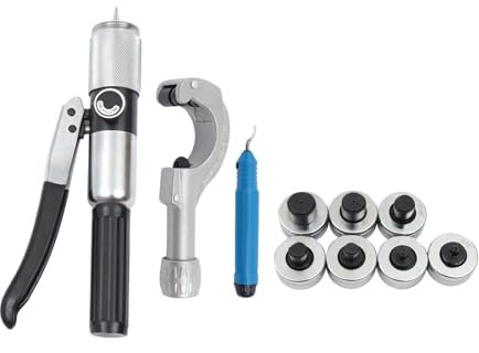 CT-300 Hydraulic Tube Expander 7 Lever Swaging Tool Kit 3/8 to 1-1/8inch with Tube Cutter and Deburring Tool,for Copper tubing Expanding
