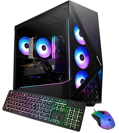 iBUYPOWER Slate Black Gaming PC Desktop Computer AMD Ryzen 7 7700 CPU, NVIDIA GeForce RTX 5060 8GB GPU, 32GB DDR5 RGB 5200MHz RAM, 1TB NVMe SSD, Windows 11 Home, Gamer Keyboard, Mouse - SBA7N5602