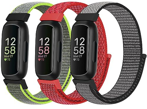 Nylon Sport Loop Straps Compatible with Fitbit Inspire 3/Inspire 2/Inspire HR/Inspire/Fitbit Ace 3/Ace 2 for Women Men Kids, Soft Nylon Band Breathable Comfortable Replacement Wristband Straps