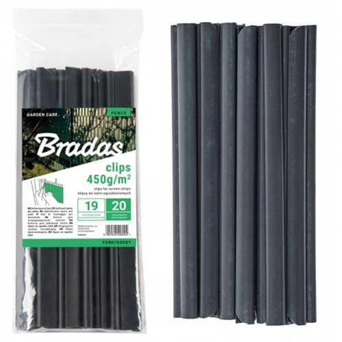 Bradas Garden Care Klemmschienen Sichtschutzstreifen Clips Anthrazit - 20 Stück 450 g - Befestigungsclips für Sichtschutz - Doppelstabmattenzaun Zubehör - Einfache Montage 19 cm Höhe