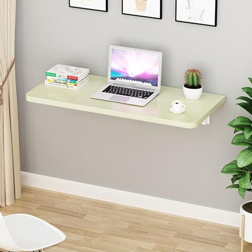 Banco da lavoro a parete con piano in legno massello, tavolo pieghevole versatile per garage, lavanderia, casa, ufficio e bagno (C 100 x 50 cm), design salvaspazio robusto e