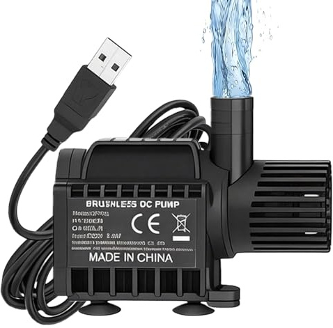 GOEDCH Mini pompa dell'acqua con controllo della velocità: pompa sommersa USB con regolazione del flusso 600L/H, altezza massima 2,2 m, cavo di ricarica USB per sistema di circolazione dell'acqua
