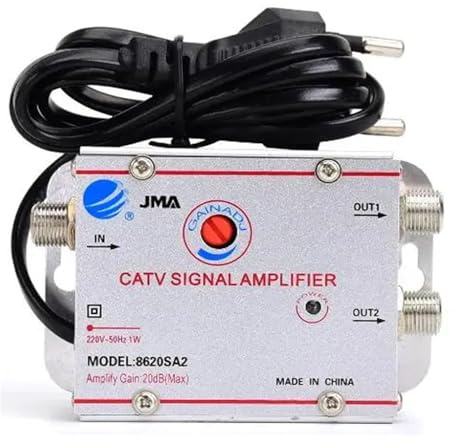 Amplificador Divisor de TV por Cable Ajustable 1 Entrada, 2/3/4/6/8 Salidas, Amplificador señal Antena Digital 20 dB(1 in 2 out)
