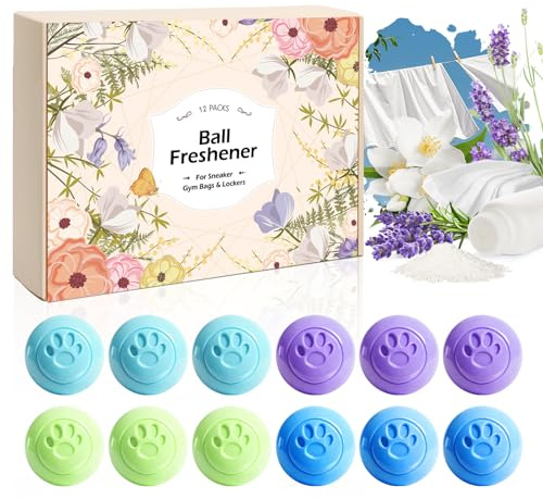 SCENTORINI Déodorant Chaussures Anti-Odeurs, Parfum de Lavande, Lin, Jasmin, Poudre pour Bébé, 12 Boules Désodorisantes Chaussures Pour Chaussures de Sport, Casiers, Sacs de Sport, Maisons