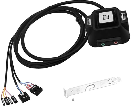 YARCHONN Interruttore di alimentazione per PC, con doppia porta USB, connettore microfono, hard disk esterno, pulsante di avvio remoto per Internet Café, 1,5 m