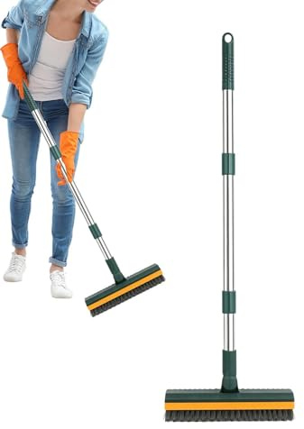 Cepillo para fregar suelos, con rascador, cerdas largas y rígidas, para el hogar, cocina, salón, dormitorio, exterior, terraza, pared, esquinas y grietas