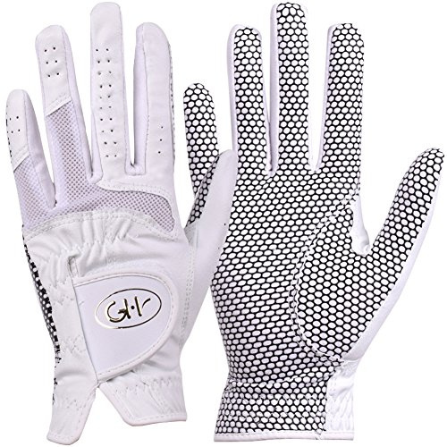GH Women's Leather Golf Gloves One Pair - Plain Both Hands (White, 21 (L))