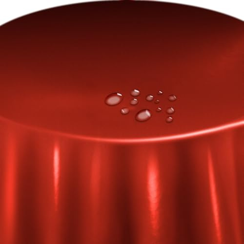 Lacktischdecke Wachstuch Wachstischdecke Rot Rund 110 cm abwaschbare Tischdecke, Gartentischdecke, wasserabweisend