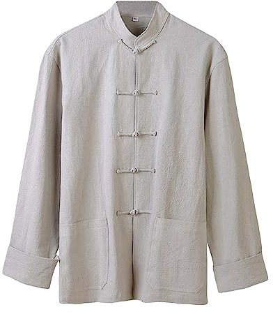 G-LIKE Chinesische Kung-Fu Kleidung Uniform - Traditionelle Kampfkunst Tai Chi Qigong Wing Chun Shaolin Taekwondo Lange Ärmel Training Bekleidung Oberhemd für Männer Frauen aus Leinen (Beige, M)