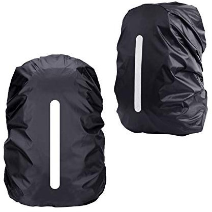 KATOOM 2er Regenhülle Rucksack Schulranzen Regenschutz wasserdichte Regenüberzug Ranzen Rucksackschutz für Outdoor Camping Wandern mit Reflektorstreifen Sicherheitshülle