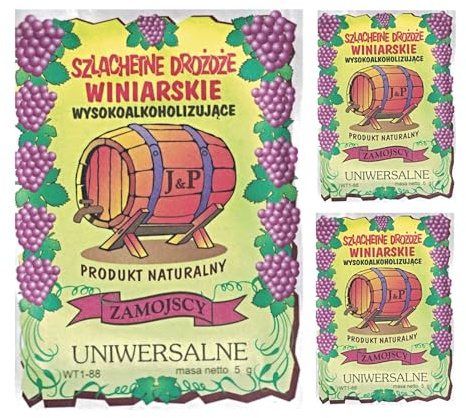 Hugbert Weinhefe, Nährstoff Klärungsmittel für Wein, Universal, 100% natürlisches Produkt Gärhefe, 3 Stück