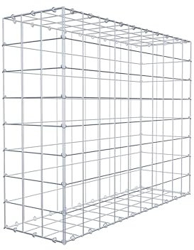 GABIONA Panier à pierre carré - Dimensions des mailles : 10 x 10 cm - Profondeur : 30 cm - Gabion : 100 x 80 x 30 cm (L x H x P) - Anneau en C