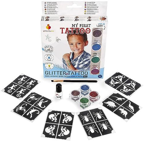 Mein erstes Tattoo – temporäres Glitzer-Tattoo-Set für Jungs, für Kinder – Hergestellt in der EU, kosmetische Qualität