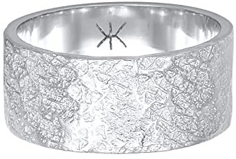 Kuzzoi Herrenring (9 mm) Massiv Handgeschmiedet, Bandring für Männer aus 925 Sterling Silber, Cooler Silberring im Used Look, Ring mit rustikaler Struktur poliert, Ringgröße 66, 0612992920_66