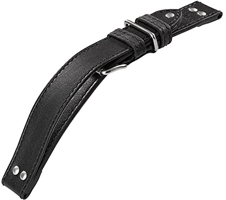 Laco Fliegeruhren Lederband – Beobachtungsuhren – XL 20 mm – geschlossen – Schwarz – Nieten – Ersatzband – Einzigartige Qualität – Herausragende Verarbeitung