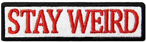 EmbTao Stay Weird Patch broderad bricka rolig applikation fästkrok och ögla emblem