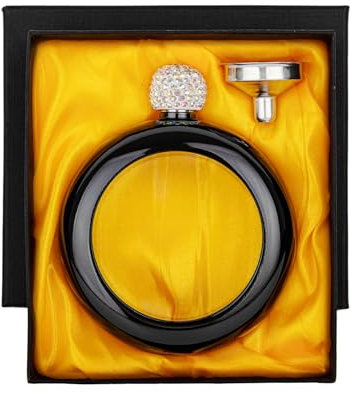 TOPTIE 3,5 Oz Armreif Flachmann Edelstahl, Kristalldeckel Armband Flachmann mit Trichter, Geschenkbox für Hochzeit und Junggesellenabschied