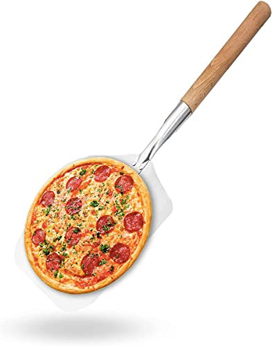 lumous rola Pizza Peel Metal Pizza Paddle with Wooden Handle, Great Pizza Tool, Good Helper for Baking Outdoor and Homemade Pizza and Bread